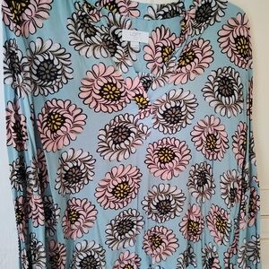 LOFT Women's Floral Top in Teal and Pink